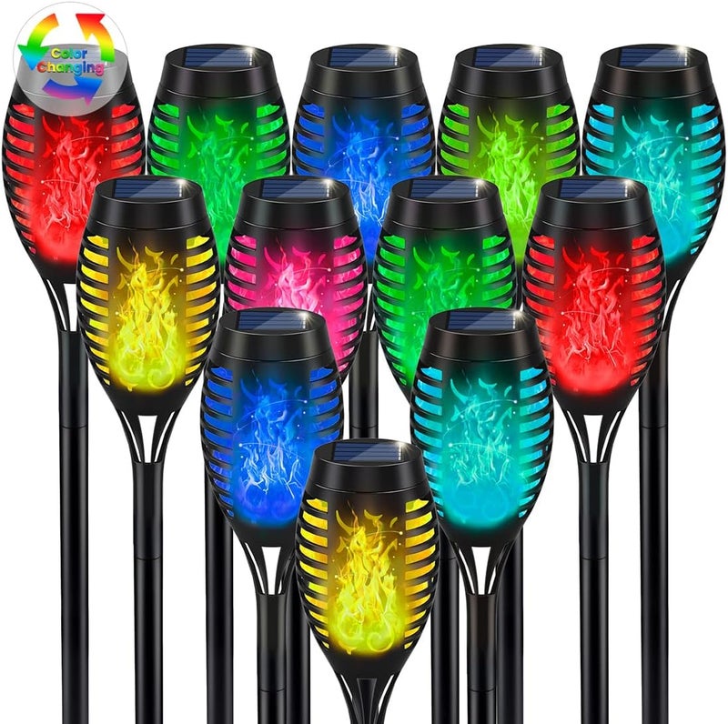 IkeeRuic 12Pack Christmas Yard Decorations, Multicolor Christmas Solar Lights for Outside Decor, LED Solar Flame Lights Outdoor for Xmas Decor, Waterproof Luces Solares for Yard Patio Garden Pathway - Image 1
